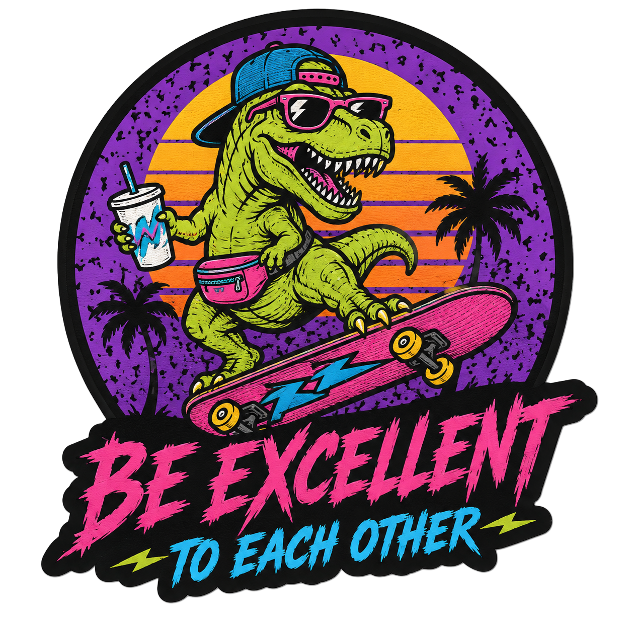 Be Excellent T-Rex Embroidered Patch