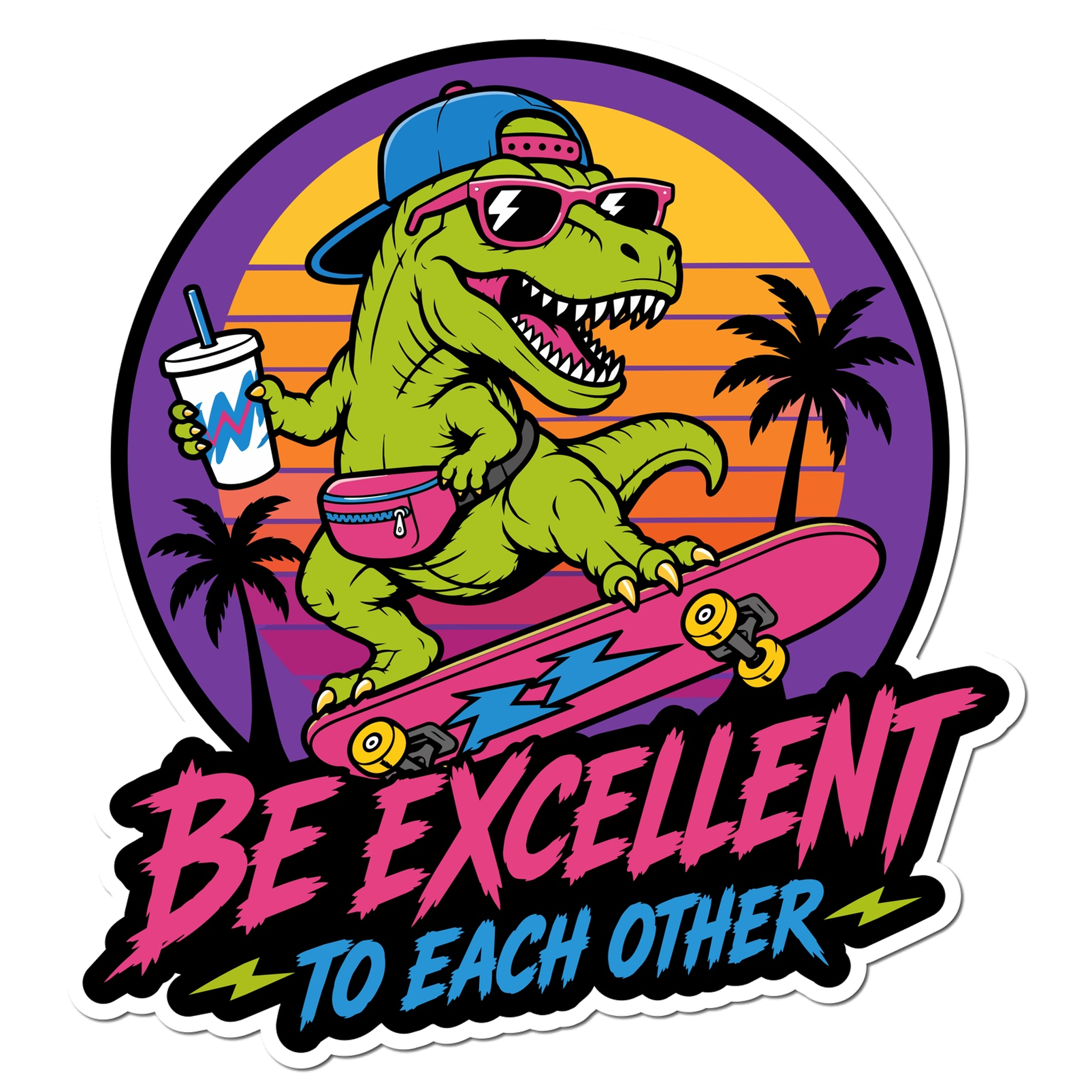 Be Excellent T-Rex 4" Vinyl Sticker